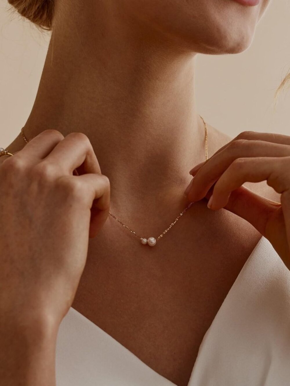 Pearl Necklaces for Women Trendy, 14k Gold Plated Dainty Necklace Simple Pearl D - Picture 6 of 9